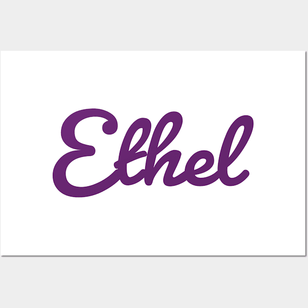 Ethel Name Purple Typography Wall Art by ellenhenryart